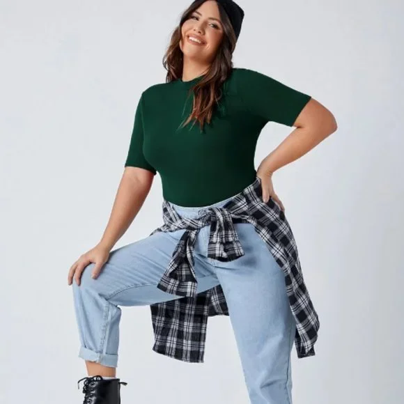 SHEIN Rib-knit Solid Tee Size 1X (14) NIB - Picture 1 of 1